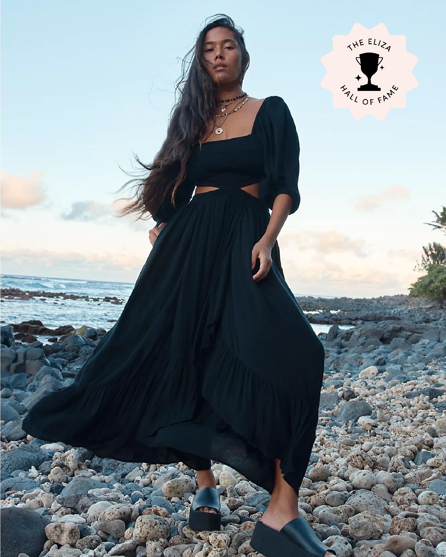 Stylish Black One-Piece Dress With Slit For Girls – Lagorii Kids